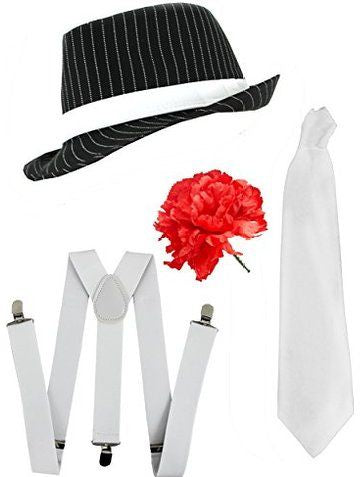 INSTANT GANGSTER /TWENTIES SET, FEDORA, WHITE BRACES, TIE